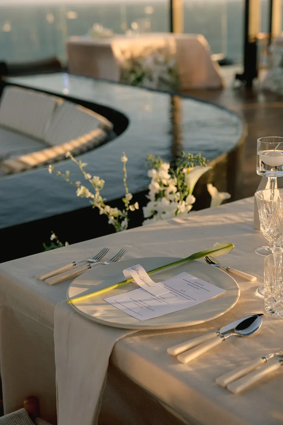 Cabo wedding reception table set for guests