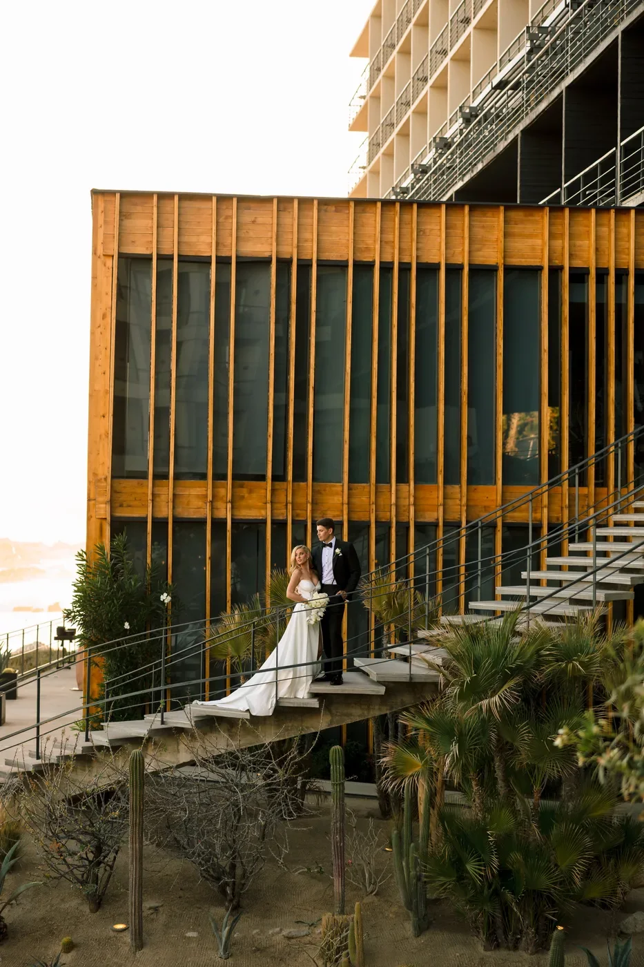Cabo wedding reception at golden hour